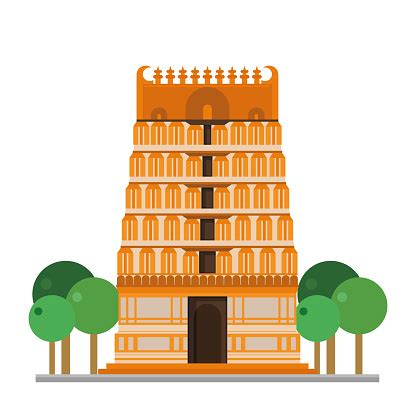 Cute Cartoon Vector Illustration Of A Hinduist Temple Stock ...