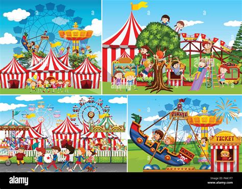 A Set Of Carnival Fun Fair Illustration Stock Vector Image And Art Alamy