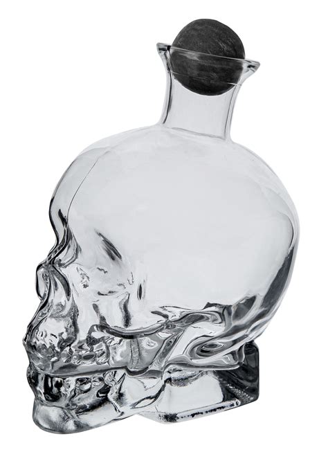 Way To Celebrate Glass Skull Decanter With Wood Ball Bottle Stopper