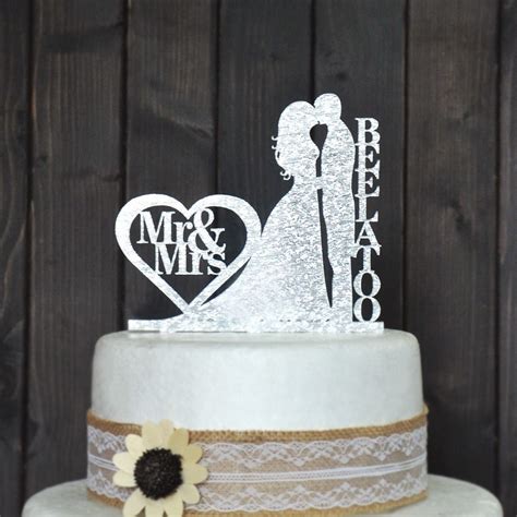 Personalized Wedding Cake Topper Wedding Decoration Acrylic Silver