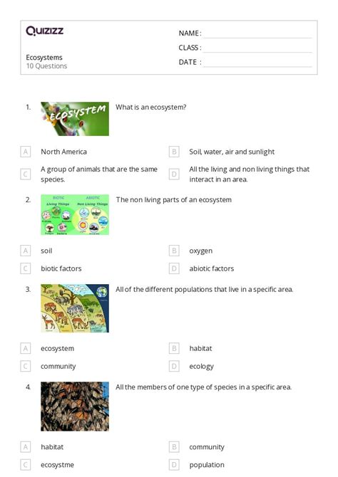 Ecosystems Worksheets For Th Year On Quizizz Free Printable