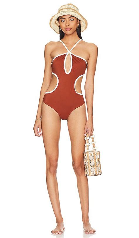 Buy Johanna Ortiz Terracota Rough Sea One Piece In Burnt Orange Kente