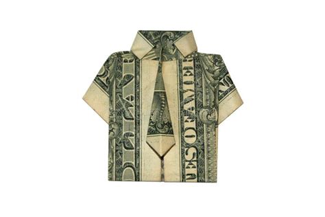 Camisa Y Lazo De La Papiroflexia Del Dólar Aislados Foto de archivo