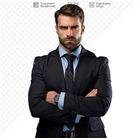 Um Homem Barba Fica Em Frente Ao Logotipo De Uma Empresa PSD Premium