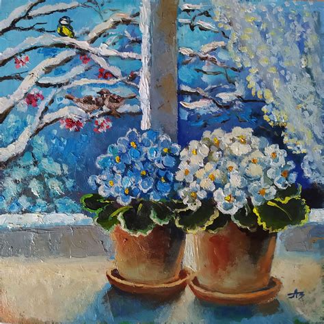 violet painting floral original art oil flower wall art chic inspire