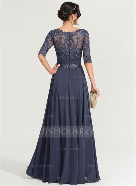 Us 19900 A Line Scoop Illusion Floor Length Chiffon Lace Evening Dress With Pleated Sequins