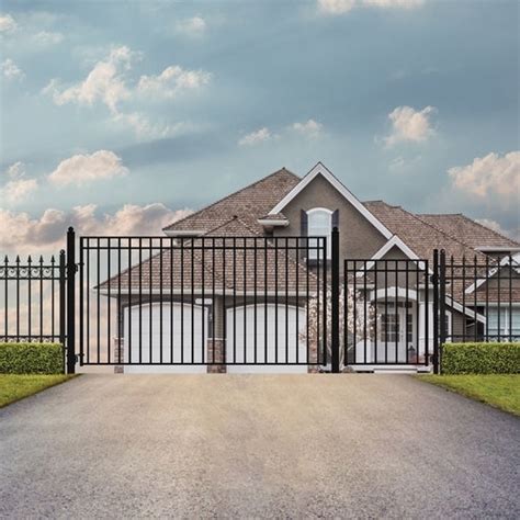 Aleko Steel Single Swing Driveway Gate Madrid Style 12 Ft With Pedestr — Garage Department