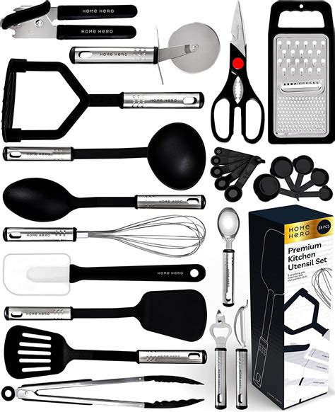 Home Hero Kitchen Utensil Set 25 Nylon Cooking Utensils Kitchen