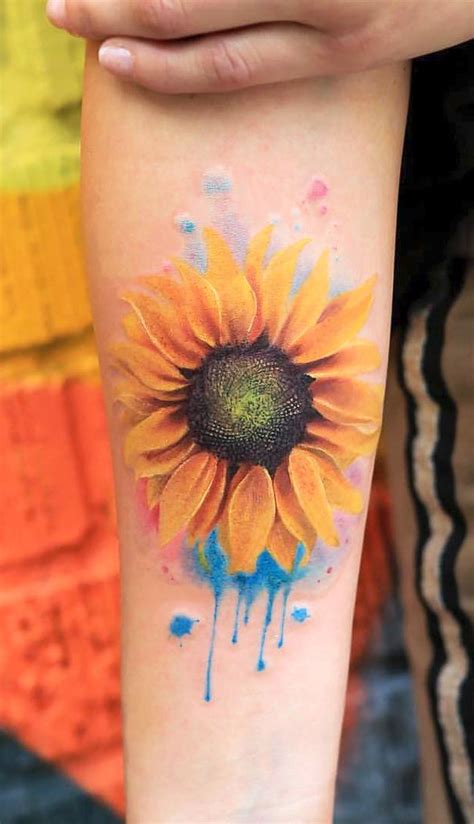 Watercolor Sunflower Tattoo At Getdrawings Free Download