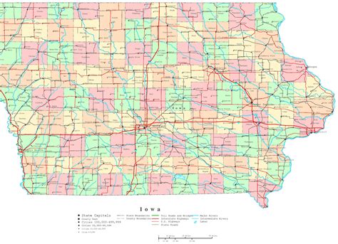 Iowa State Map With Cities - Large World Map