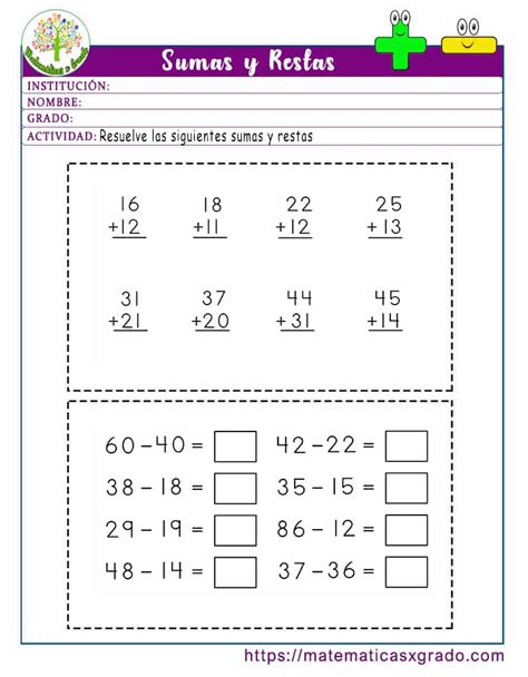 Ejercicios De Sumas Y Restas Para Primer Grado Las Y Los Alumnos Ya