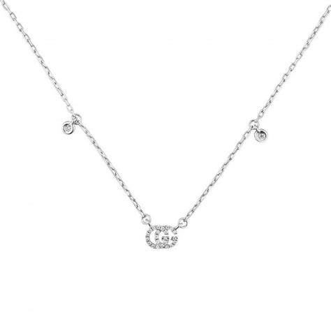 Gucci Gg Running 18ct White Gold Diamond Scattered Necklace