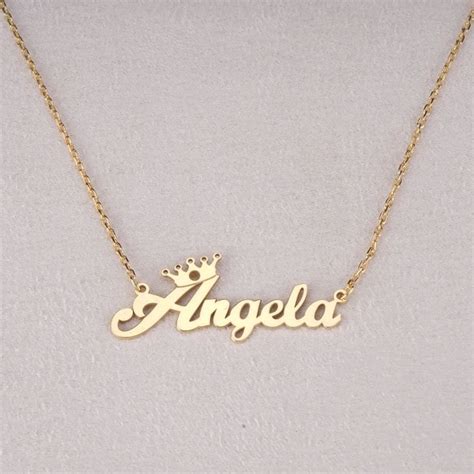 Name Necklace For Women In Golden Silver Angela Custom Etsy Name