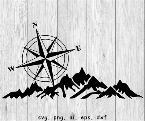 Mountain Compass Svg Png Ai Eps Dxf Digital Files For Etsy