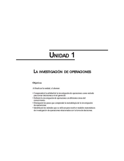 Unidad La Investigaci N De Operaciones