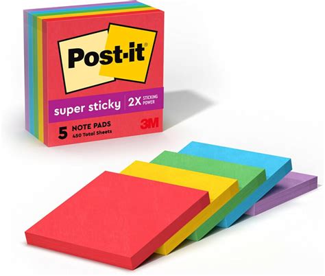 3m Post It Notas Adhesivas Super Sticky Electric Glow 3x3 Modelo 654