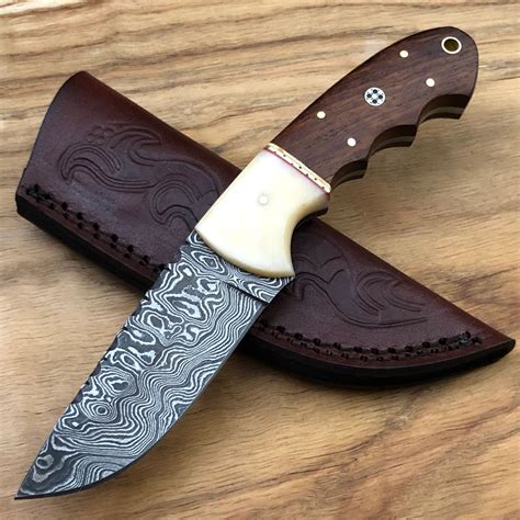 Ash Dn Damascus Steel Handmade Hunting Skinner Bushcraft Knife Inches