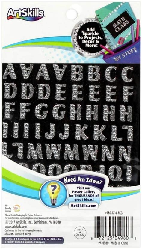 Amazon Artskills Self Stick Mini Gem Letters 150 Pkg Silver Clear