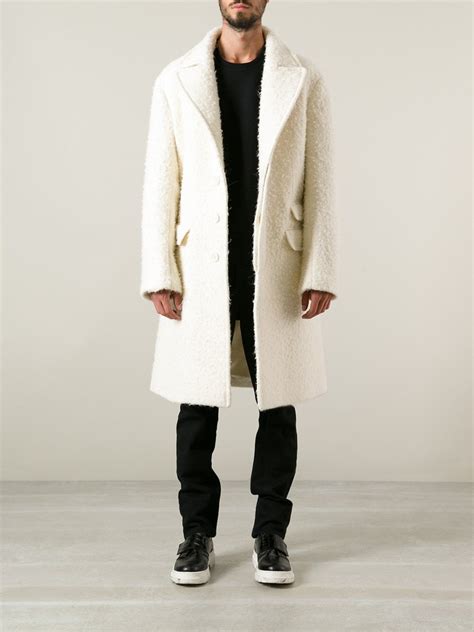 Lyst Neil Barrett Single Breasted Overcoat In White For Men