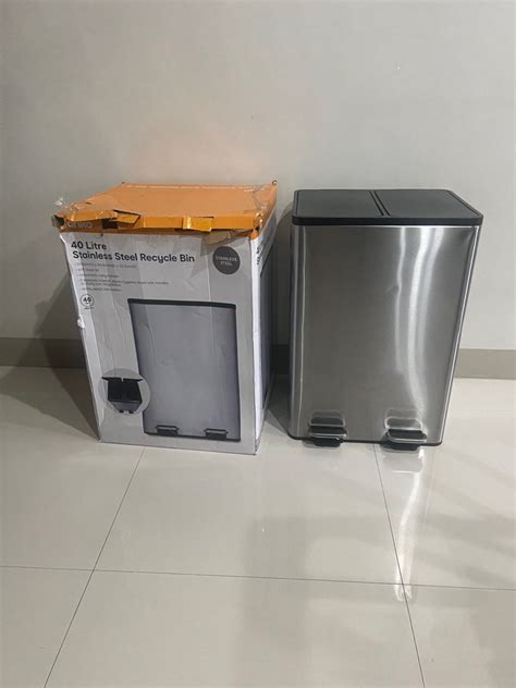 Stainless Steel 40L Double bin Trash can on Carousell