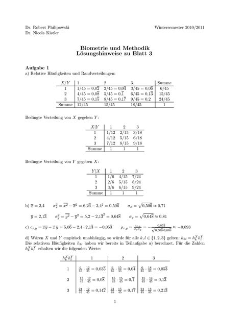 Loesungen Blatt 3 Biometrie Übungen Lösungen Dr Robert Philipowski