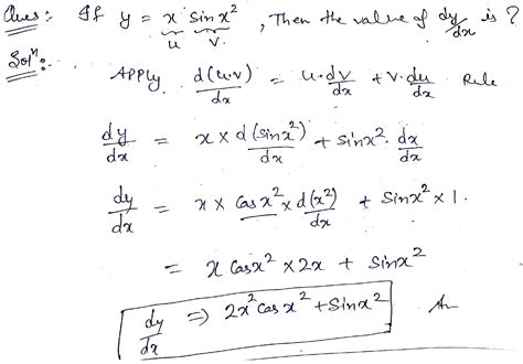 If Y X Sinx Then The Value Of Dy Dx Is