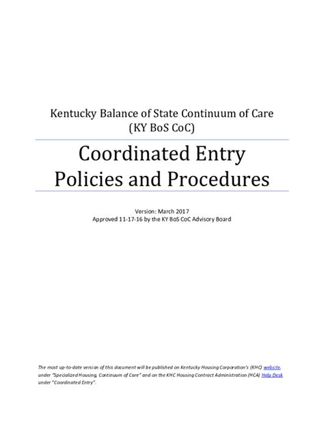 Fillable Online Kentucky Balance Of State Continuum Of Care KY BoS CoC