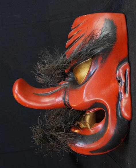 Vintage Tengu Demon Mask Japanese Ceramic Craft 1900s Japan Noh Art Ebay