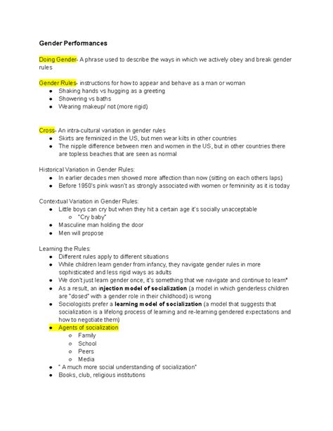 Gender And Society Chpt 4 Gender Performances Doing Gender A Phrase