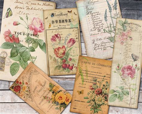 Botanical Ephemera Paper For Journal Floral Ephemera Etsy Australia