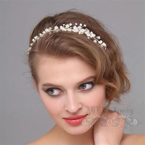 Bridal Headband Pearl Wedding Headband Bridal Hair Vine Tiara Wedding Hair Accessory