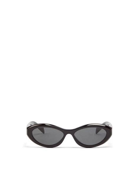 Prada Women S Pr Zs Oval Slim Geometric Acetate Sunglasses In White