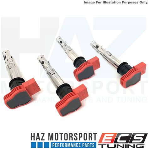 Ecs Tuning R8 Red Ignition Coil Packs 4 Set Vw Golf Mk5mk6 Gtiedition30ed35r Ebay