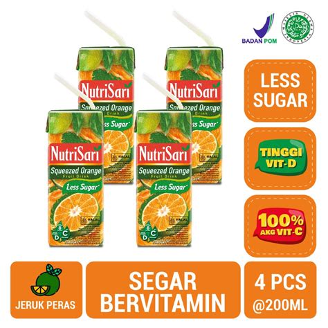 Jual 4 Pack NutriSari RTD Squeezed Orange 200 Ml Minuman Jeruk