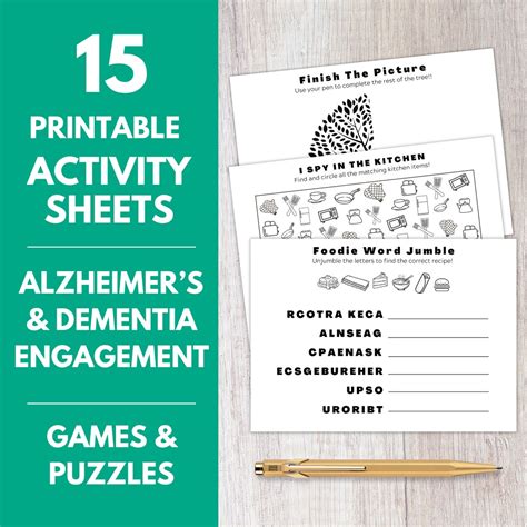 Printable Activity Sheets Alzheimer S Dementia Care Senior Games And