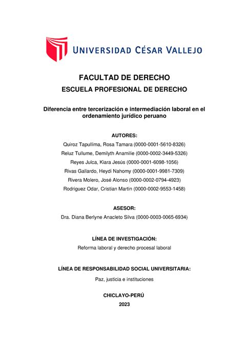 Avance Final Articulo De Opinión Grupo 4 Facultad De Derecho Escuela Profesional De