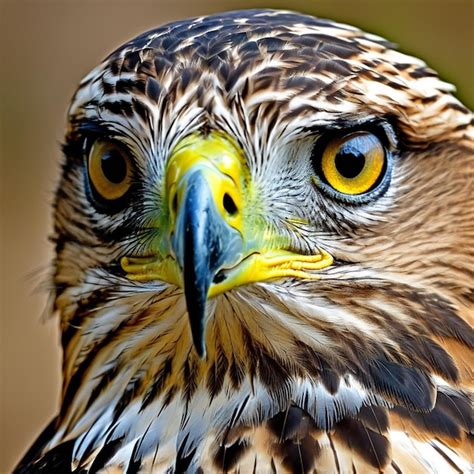 A Hawk With A Yellow And Black Beak That Says Eagle Premium AI