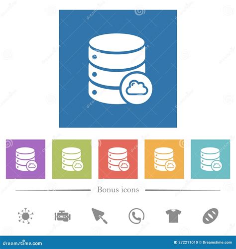 Iconos Blancos Planos De Base De Datos En Nube En Fondos Cuadrados