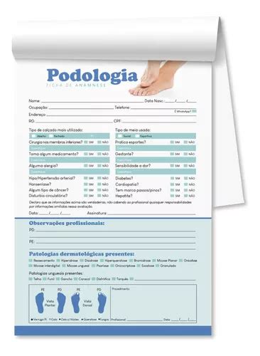 1 Ficha Anamnese De Podologia Bloco 100 Folhas A4 Parcelamento