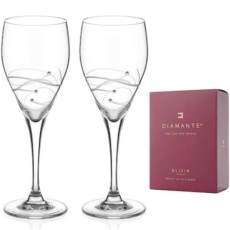 Diamante Swarovski White Wine Glasses Pair Chelsea Etsy