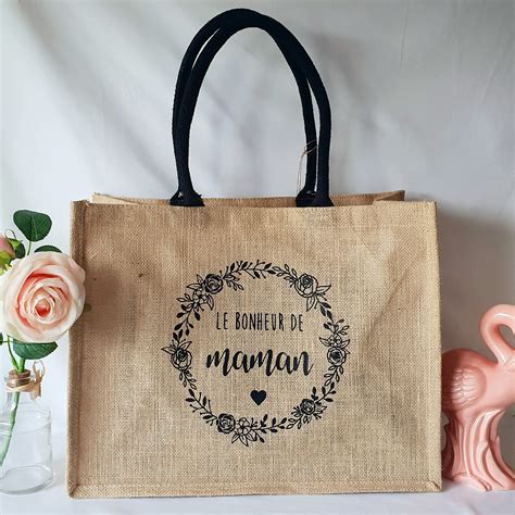 Sac En Toile De Jute Poign Es En Coton Color Es Couronne Fleurit Cr