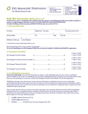 Fillable Online Roth IRA Conversion Form External ESG Managers Fax