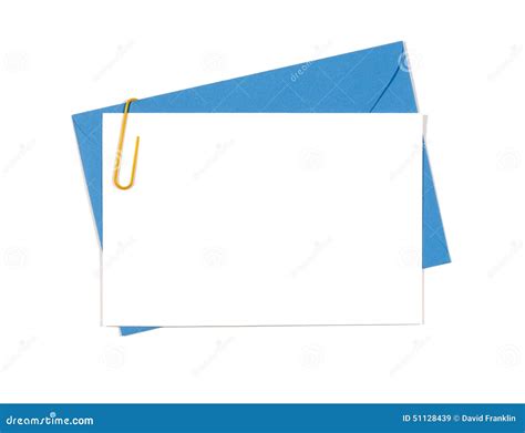 Blank Message Or Invitation Card With Blue Envelope Isolated On White