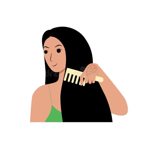 Beautiful Woman Combing Hair Comb Stock Illustrations 166 Beautiful