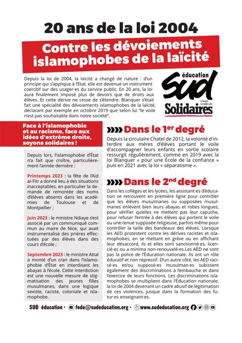 20 ans de la loi 2004 Contre les dévoiements islamophobes de la