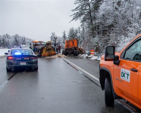 Plow Truck Crashes Into Guardrail Partially Rolling Over In Bedford Bedford Nh Patch