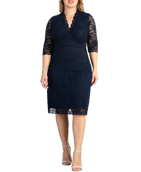 Kiyonna Womens Plus Size Scalloped Boudoir Lace Cocktail Dress Macys