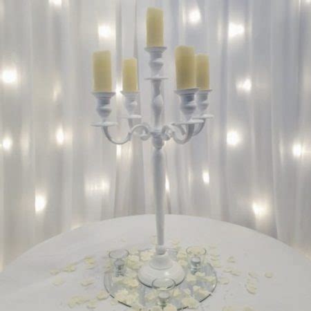 Candelabra White 78cm With Pillar Candles ICatching Everything