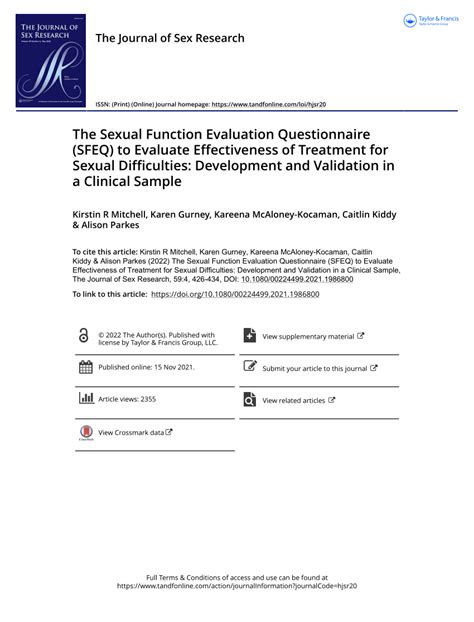 Pdf The Sexual Function Evaluation Questionnaire Sfeq To Evaluate Effectiveness Of Treatment