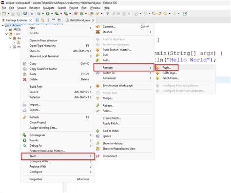 How To Push Code From Eclipse To Github Repo Using Access Token